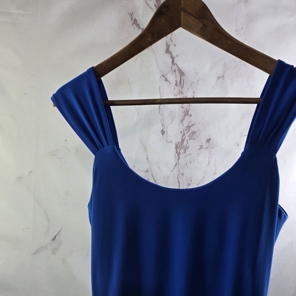 Joseph Ribkoff Dress Women 8 Medium Royal Blue Bodycon Pencil Mini Stretch Twist - Picture 6 of 10